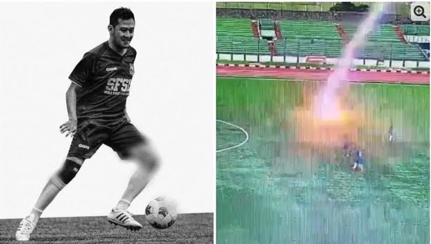 A football player was killed by lightning during a football match